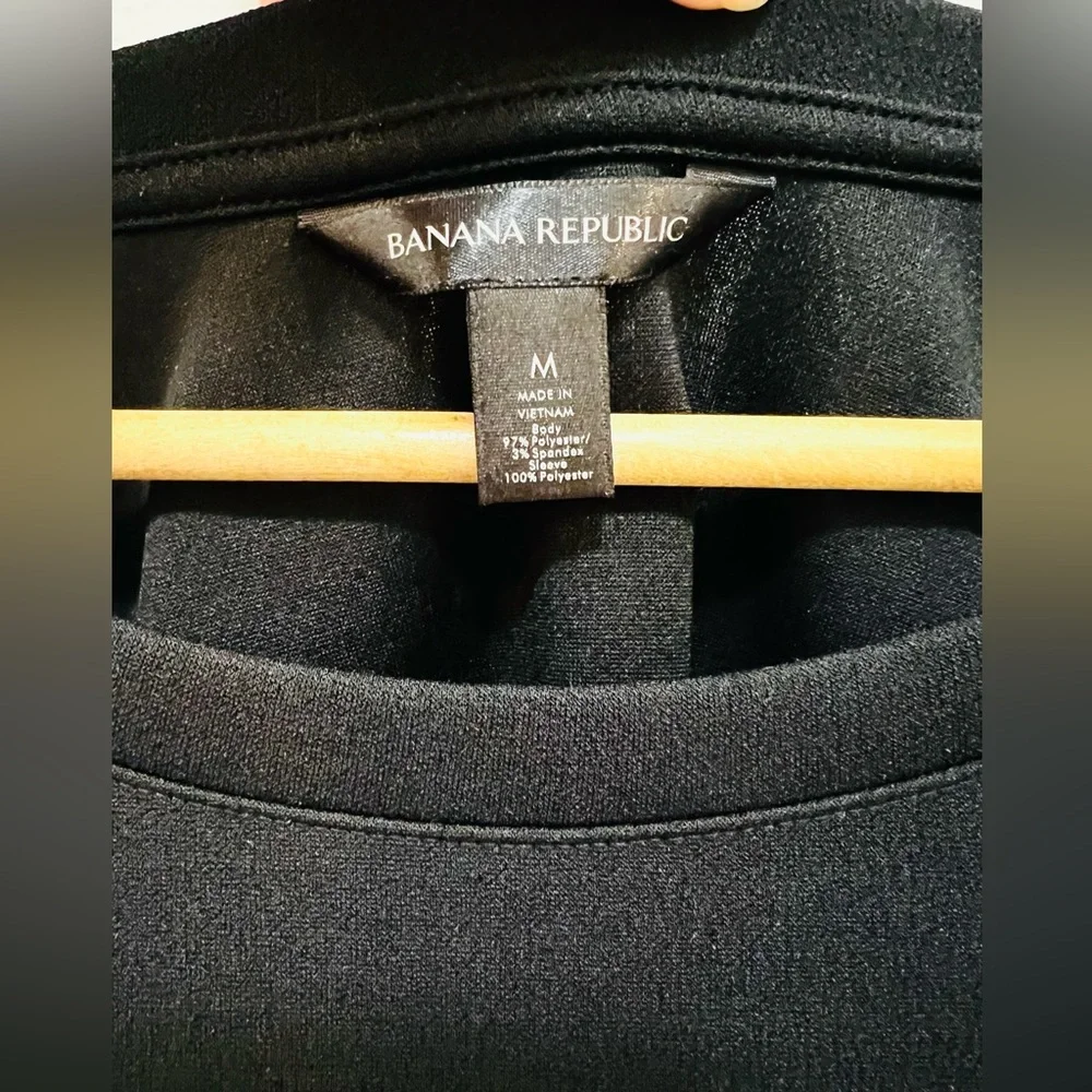 Banana Republic Black Sheer Puff Sleeve Top Size M
